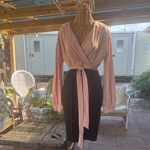 Grace Karin Pink and Black Wrap Dress